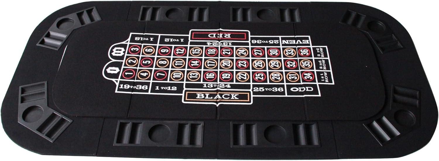 INO Design 63" Portable Texas Holdem Casino Game Mat 3 in 1 for Poker Blackjack Roulette Folding Poker Table Top Black