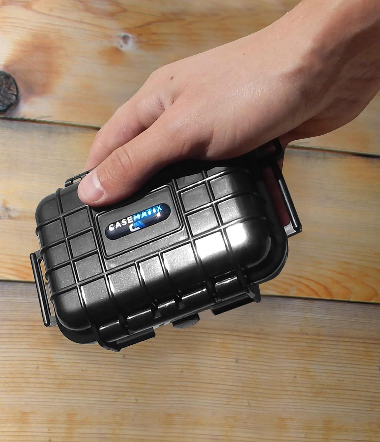 CASEMATIX 5.75" Waterproof Small Hard Case with Customizable Foam for Portable Electronics, Tools and Accessories - Hard Shell Small Plastic Case with Pre-Diced Travel Case Foam Interior