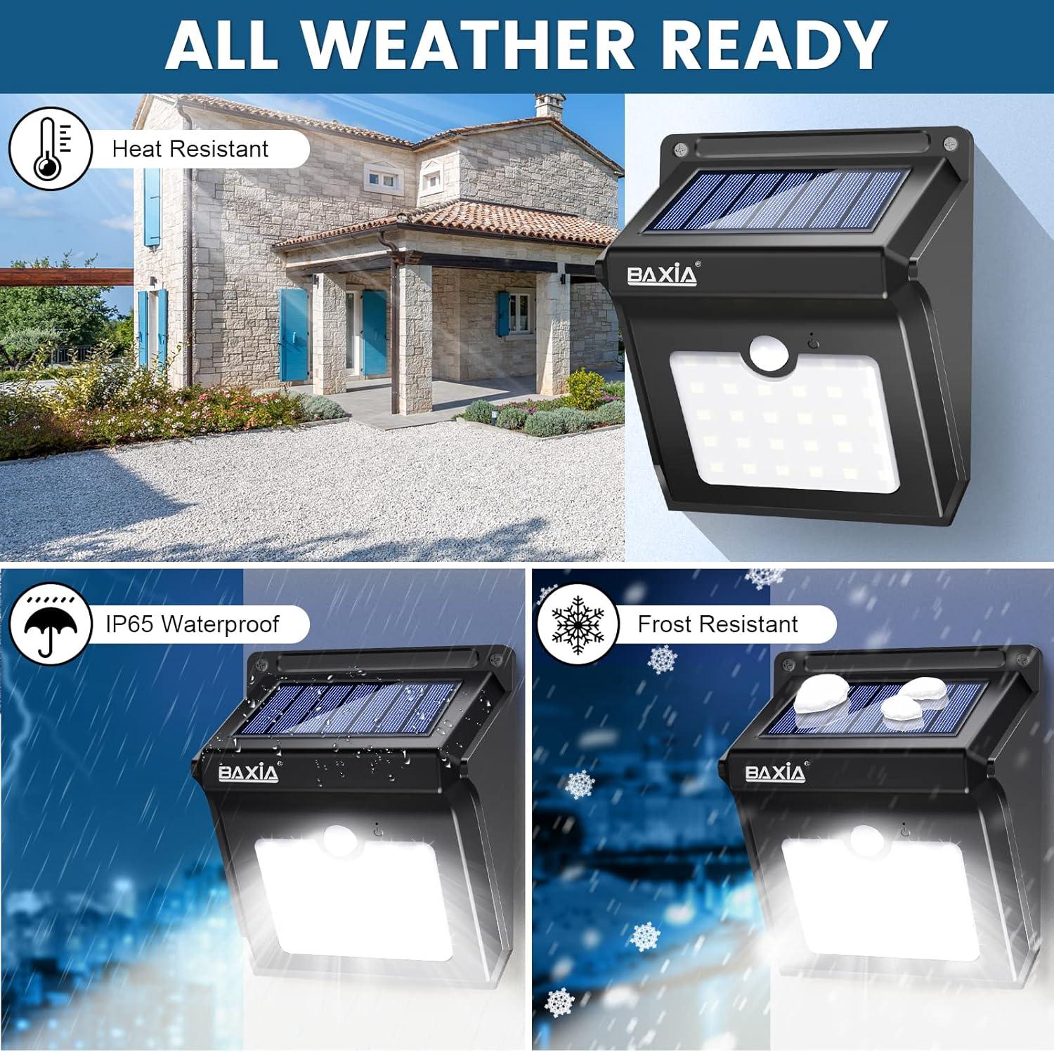 Baxia Black Solar LED Motion Sensor Outdoor Sconce Multipack