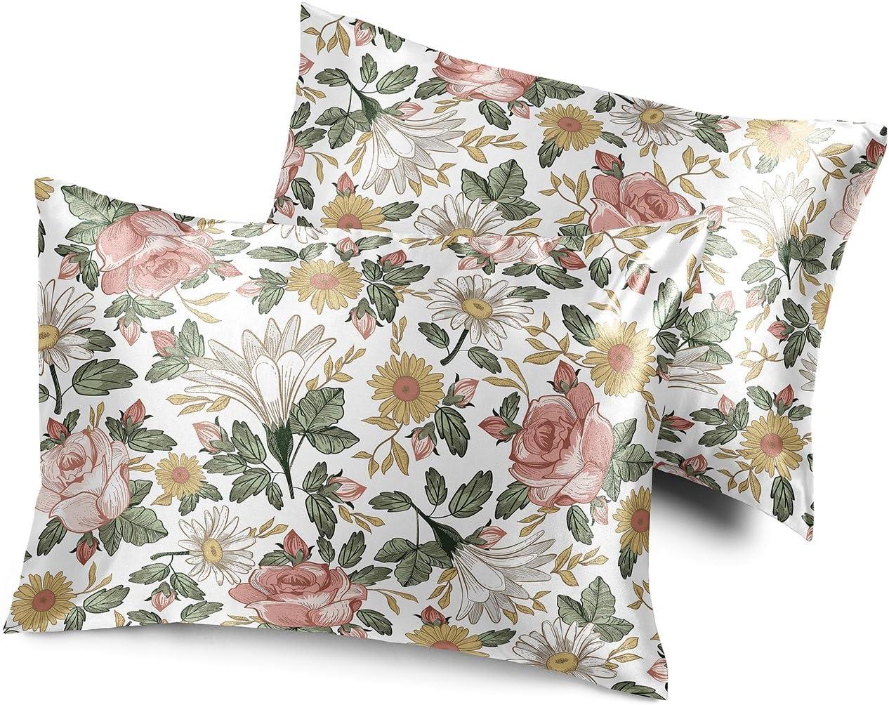 Vintage Floral Decorative Satin Pillowcases - 2 Pack Set by Sweet Jojo Designs