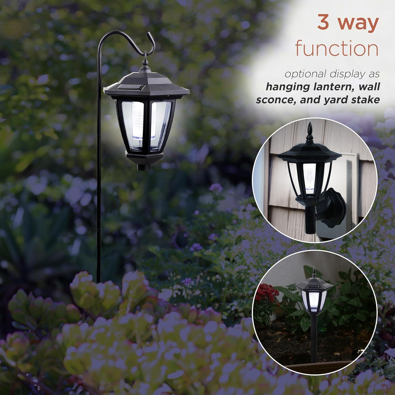 Solar Black LED Outdoor Wall Lantern