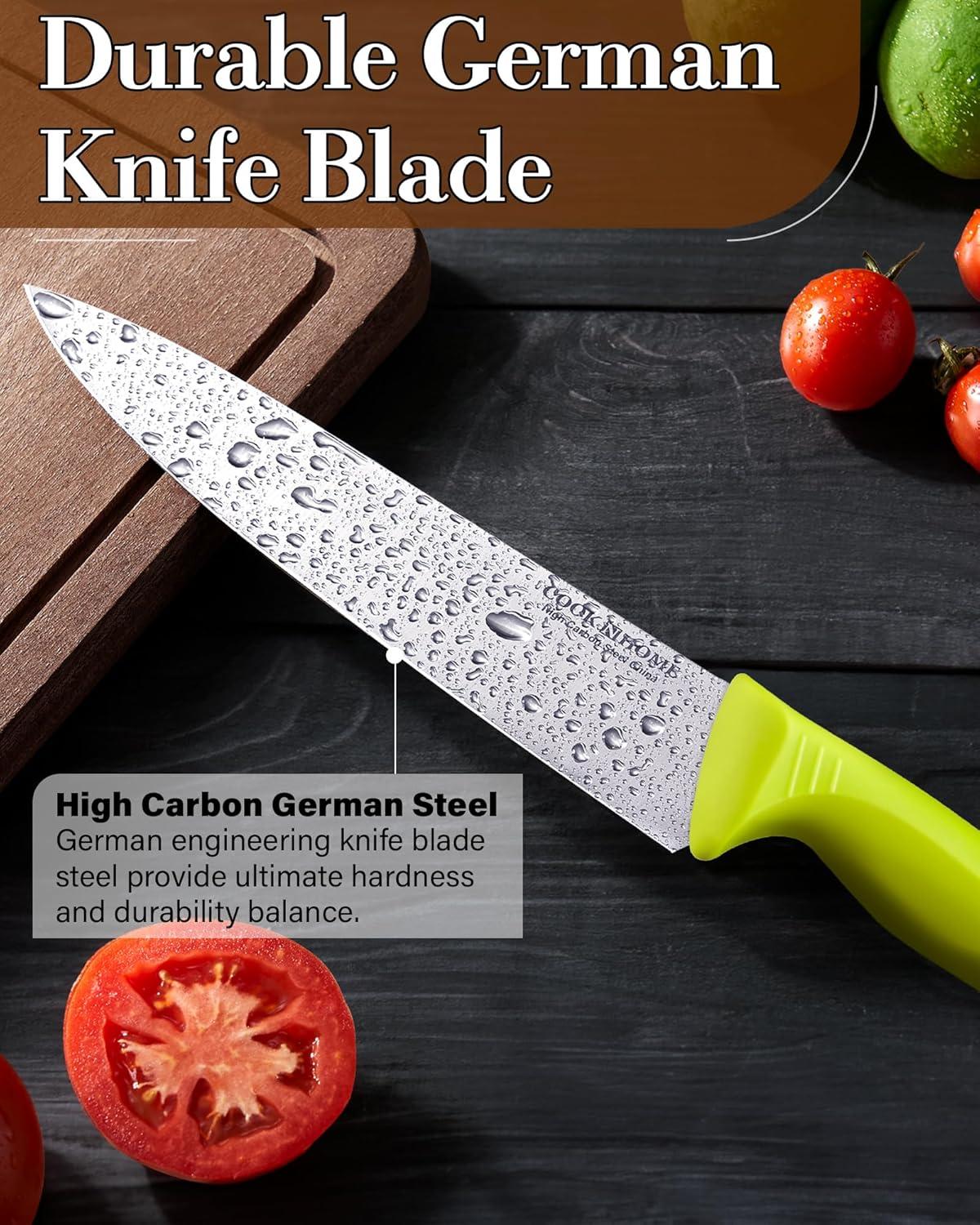 8-Inch Stainless Steel Chef's Knife with Green Handle