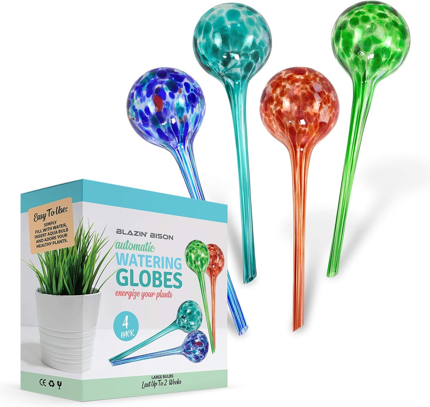 Large Hand-Blown Glass Plant Watering Globes Set