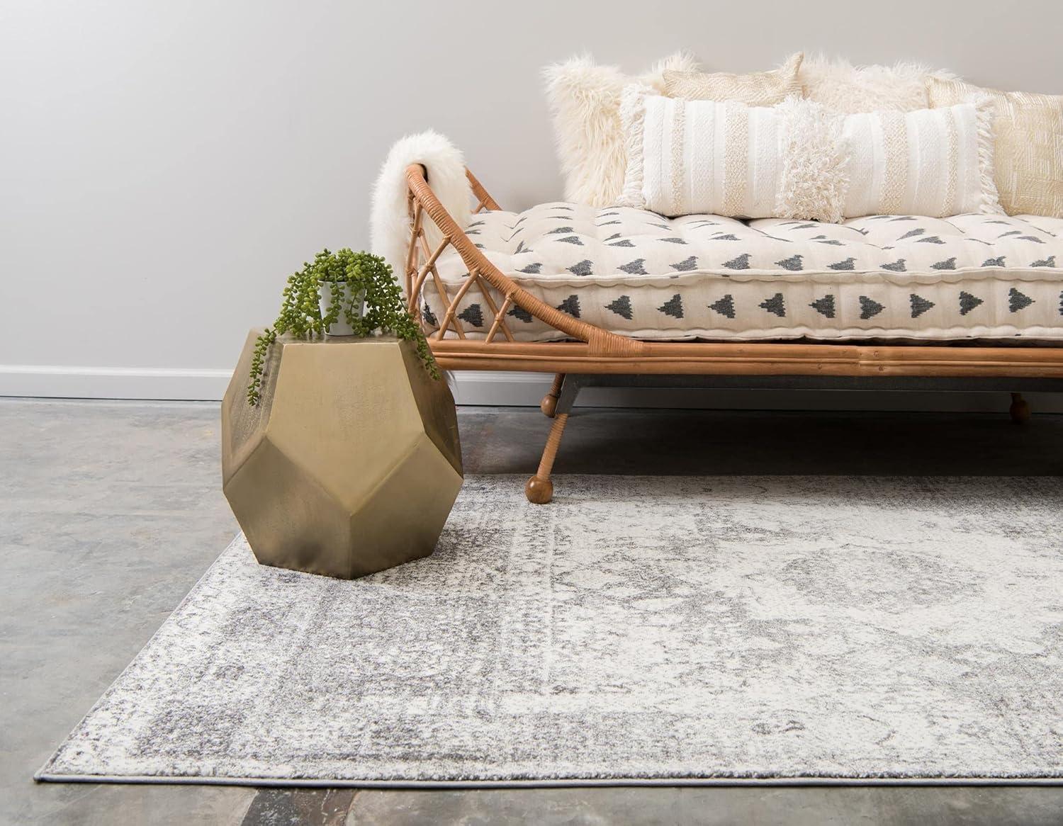 Unique Loom Rosso Collection Area Rug - Bellini (9'  x 12' 2" Rectangle Gray/Ivory)