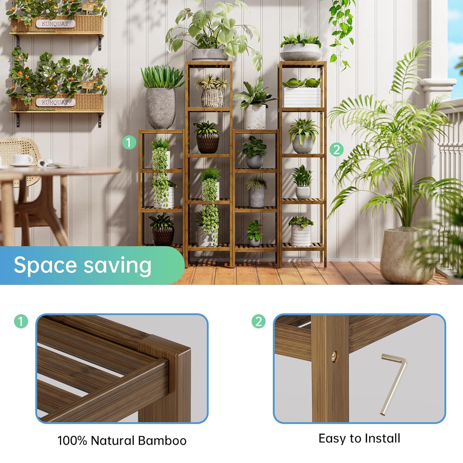 Bathroom Storage Shelf, 4-Tier Bamboo Rack Organizer, Multifunctional Shelving Unit For Living Room Bedroom Kitchen (Black)