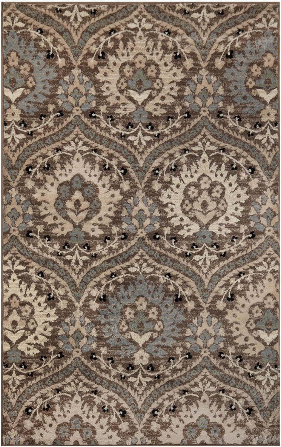 Superior Augusta Oriental 4' x 6' Area Rug, Indoor Rugs For Living Room Bedroom, Light Blue