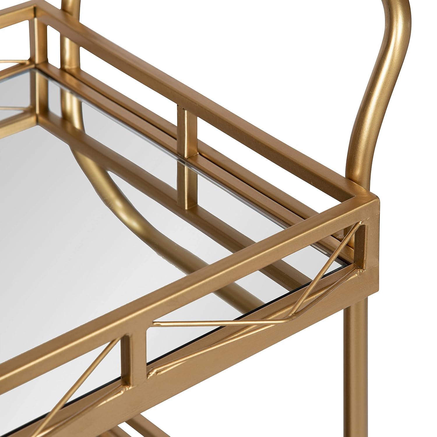 Kate and Laurel Ketia Rectangle Metal Bar Cart, 23x13x35, Gold