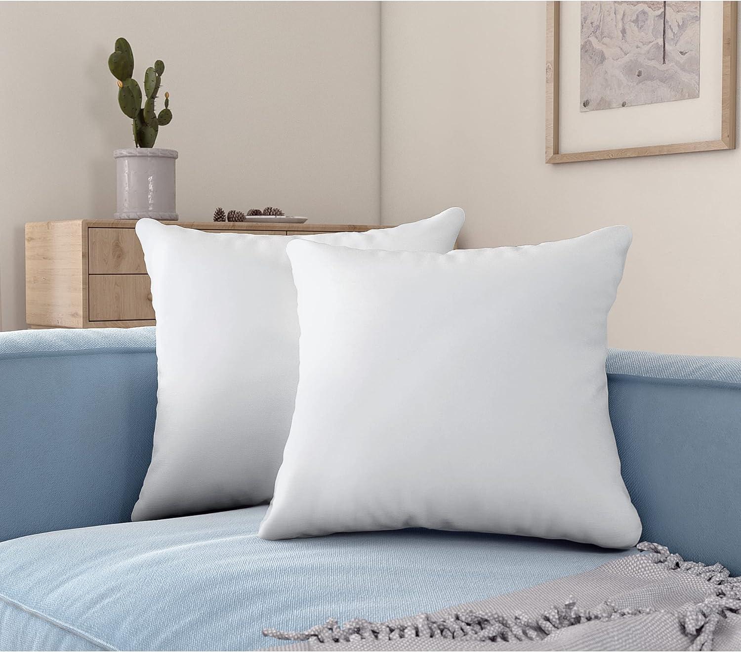 Acanva Decorative Square Throw Pillow Inserts Hypoallergenic Form Stuffer Cushion Sham Filler, 14x14, White, 2 Piece