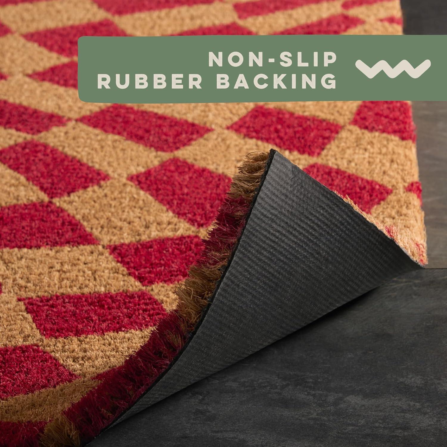 Town & Country Living TOWN & COUNTRY LIVING Emmett Groovy Checkerboard Non-Slip Indoor Outdoor Door Mat