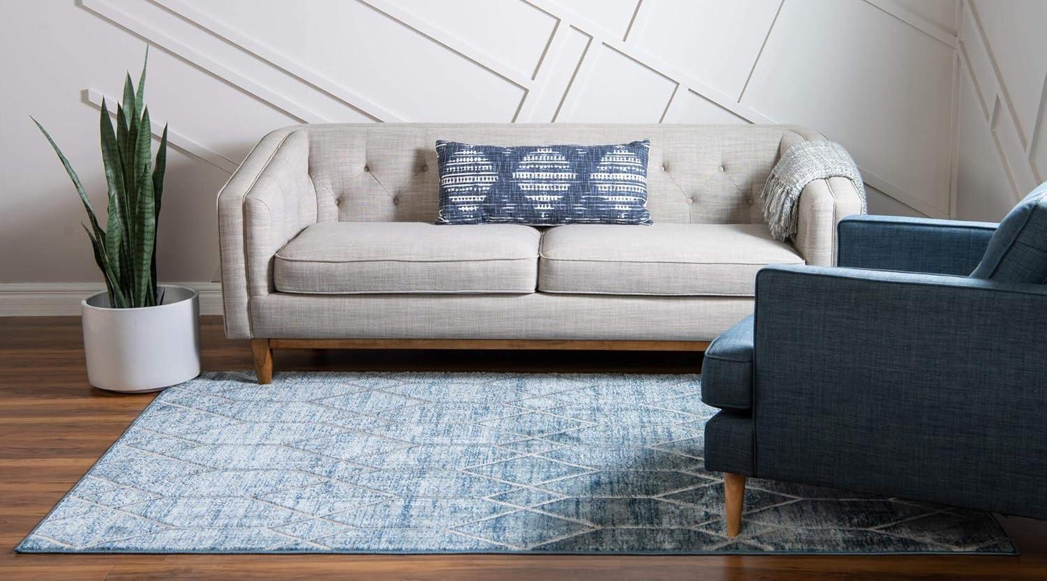 Unique Loom 8' 0 x 10' 0 Blue Matrix Trellis Deco Area Rug