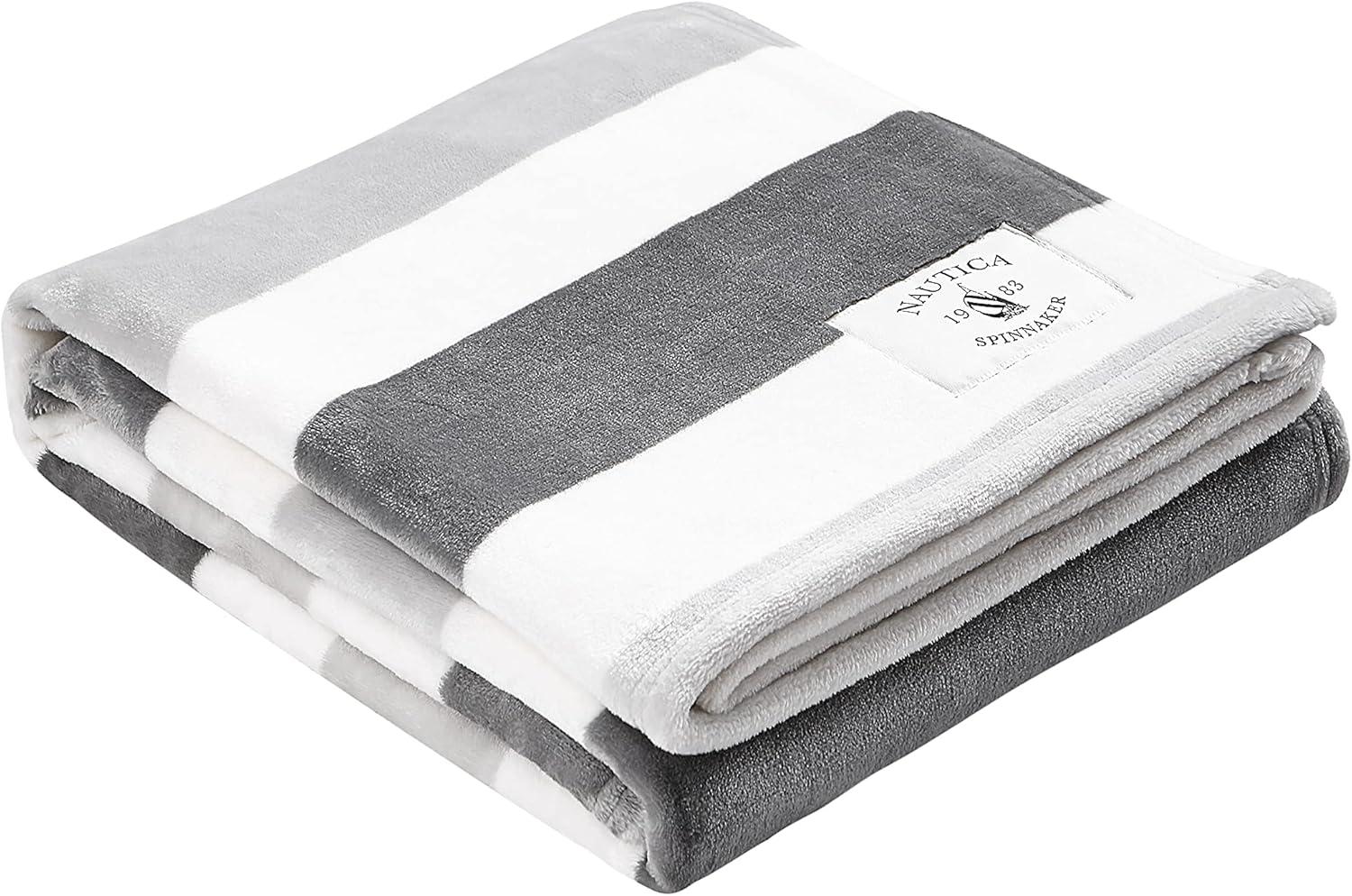 Nautica MF Point Harbor Nautica Awning Stripe Ultra Soft Plush Throw Blanket