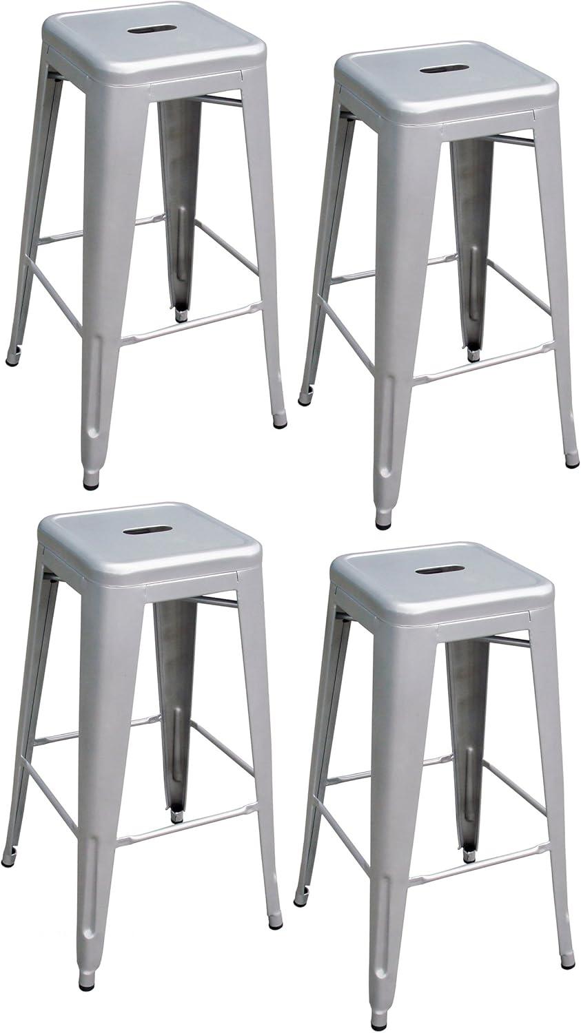 Indoor & Outdoor 30 in. Metal Bar Stool Set, Gunmetal - 17 x 30 x 17 in. - 4 Piece