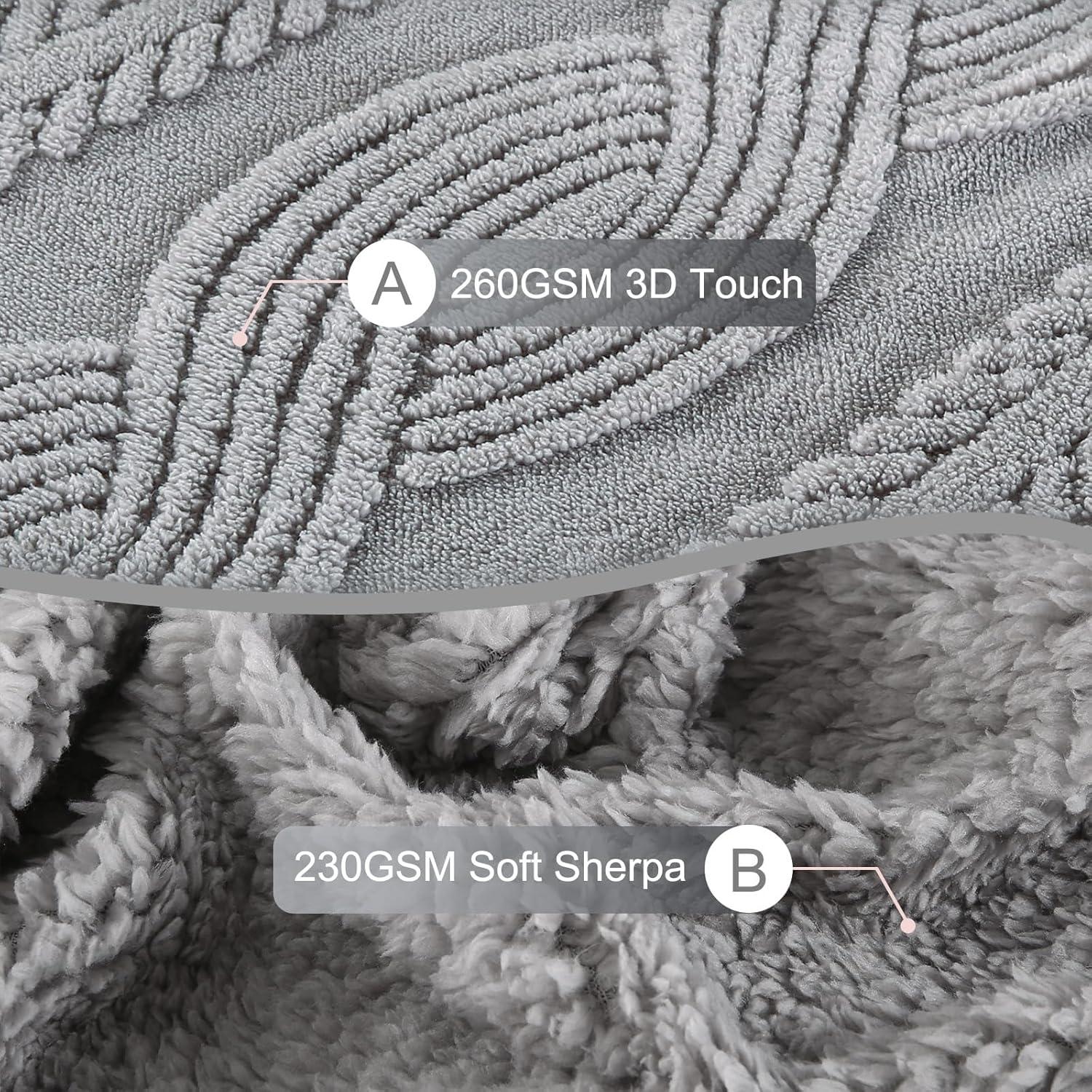 PU MEI Sherpa Throw Blanket for Couch Sofa 90”*80”- Fleece Tufted Fuzzy Soft Cozy Blanket for Bed, Thick Warm Blanket for All Seasons, (Dusty Blue, 80"*90")