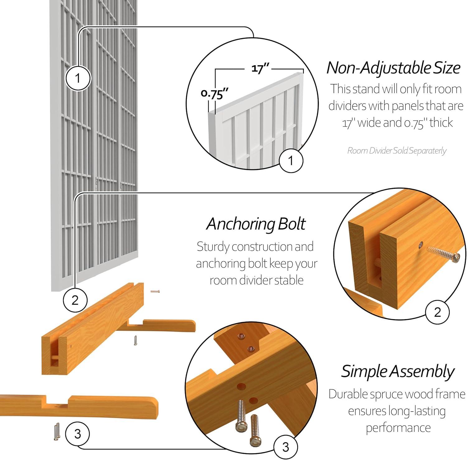 Room Divider Stand Honey 4 Panel
