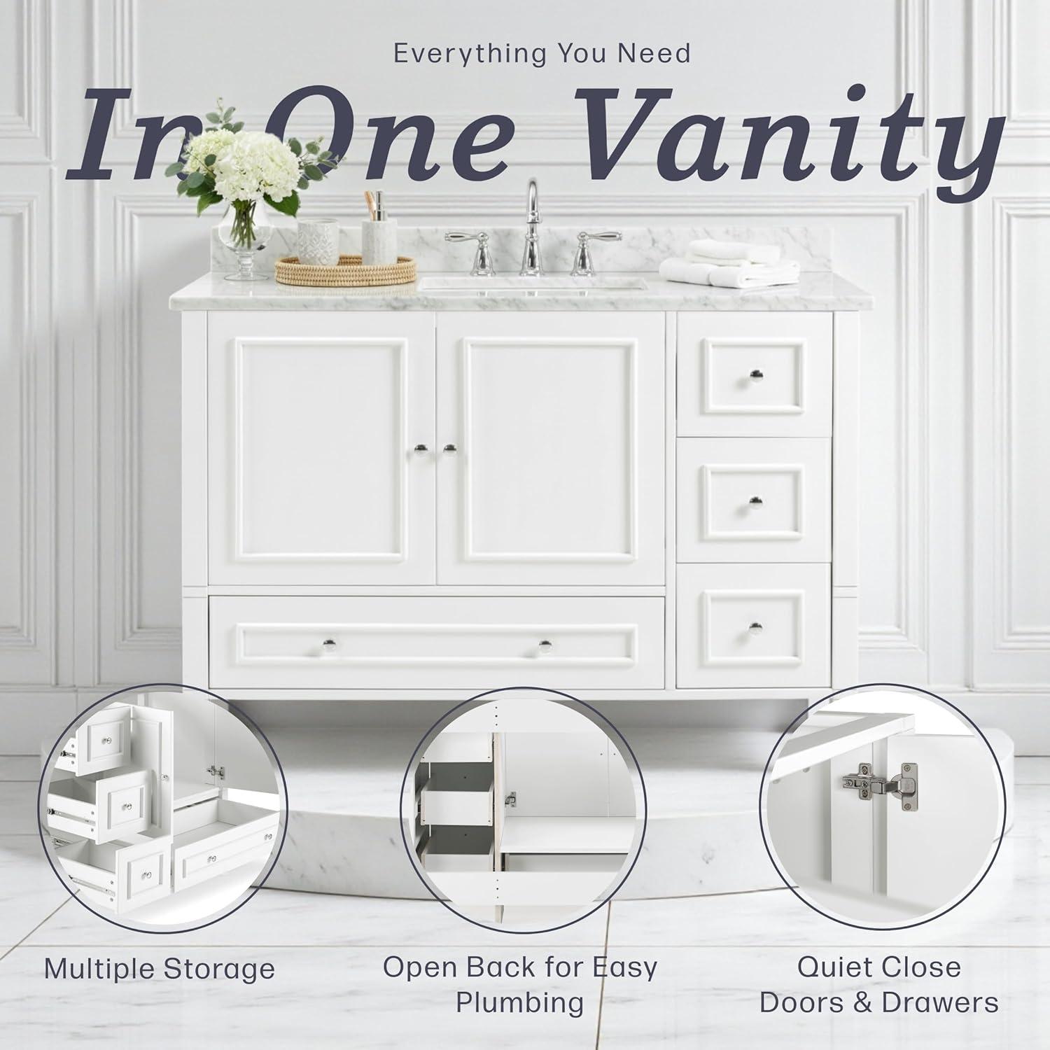 Williamsburg 48 Inch Bathroom Vanity, Freestanding Cabinet Without Sink, Large Wood Vanity with Soft-Close Doors