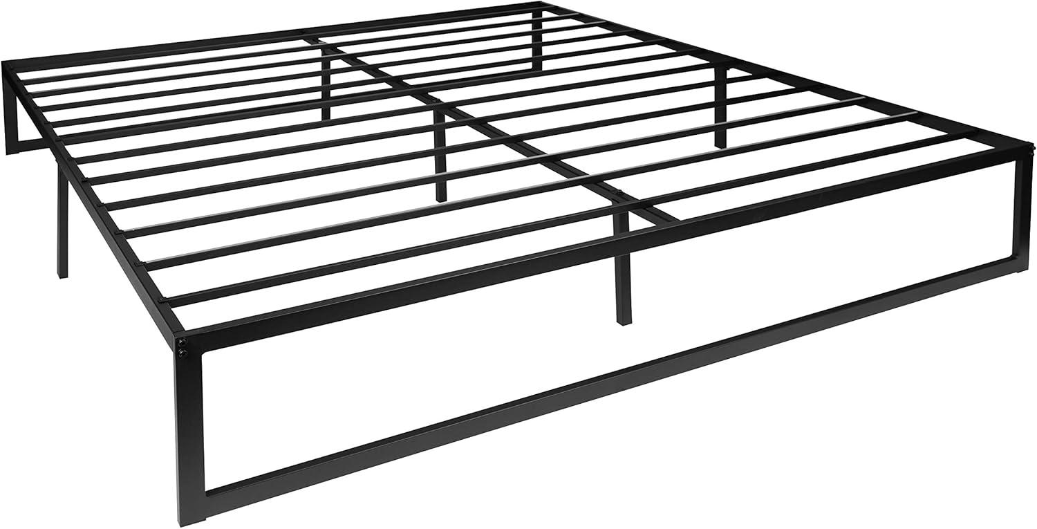 Flash Furniture Modern Steel Platform Bed Frame, Black, King