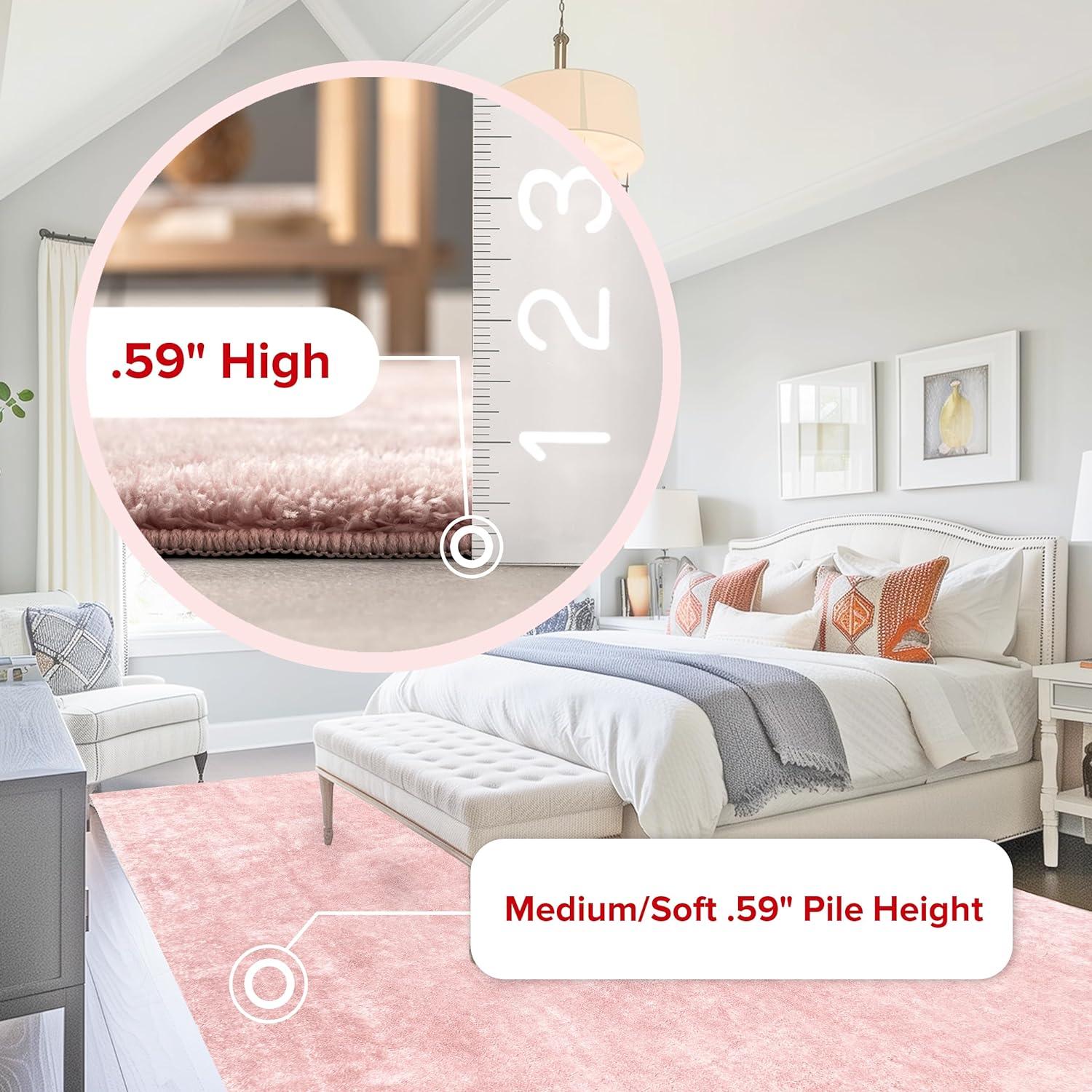 nuLOOM 3' x 5' Cozy Plush SuperiorWash Area Rug, Machine Washable, Non-Slip, Soft Fluffy Shag Carpet for Living Room Bedroom Nursery, Loni Pink