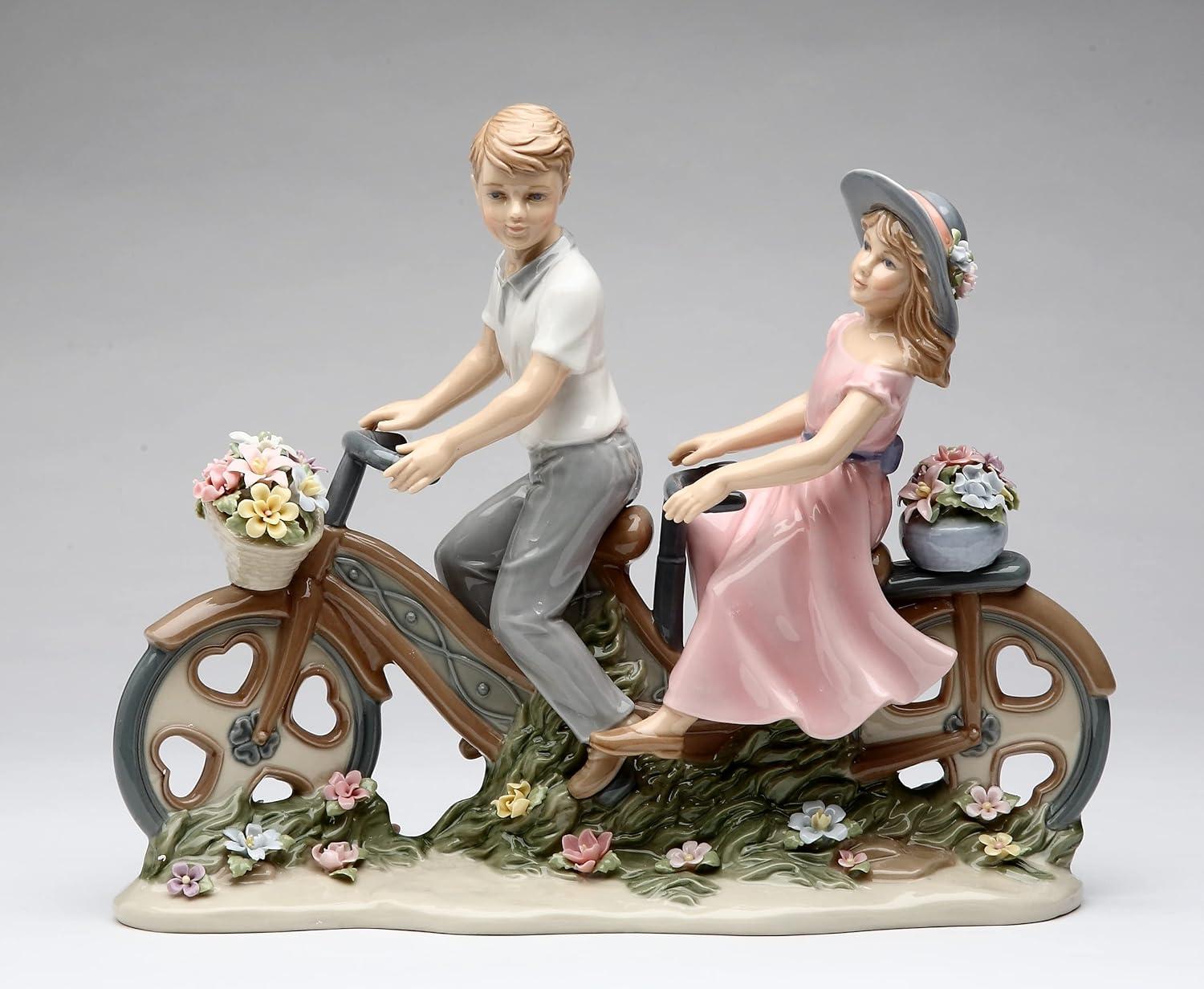 Kevins Gift Shoppe Ceramic Young Couple Sharing Bike Figurine