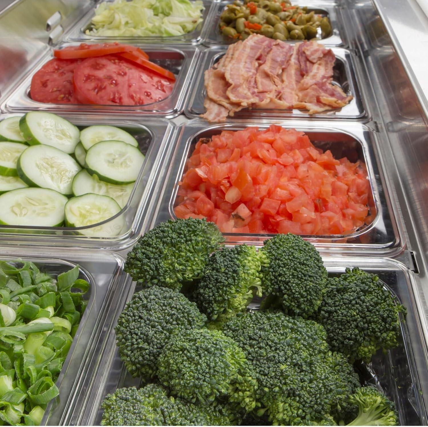 Maxx Cold MXCR29SHC Commercial Refrigerated Sandwich/Salad Prep Station Stainless Steel Construction with 8 4-Inch Pans and Food Grade Cutting Board, 7-Cu.Ft., Metallic