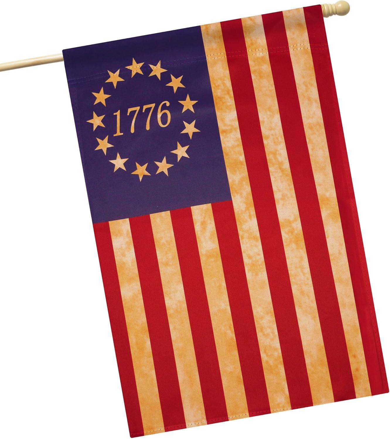 Betsy Ross 1776 Tea Stained Patriotic House Flag 28x40IN