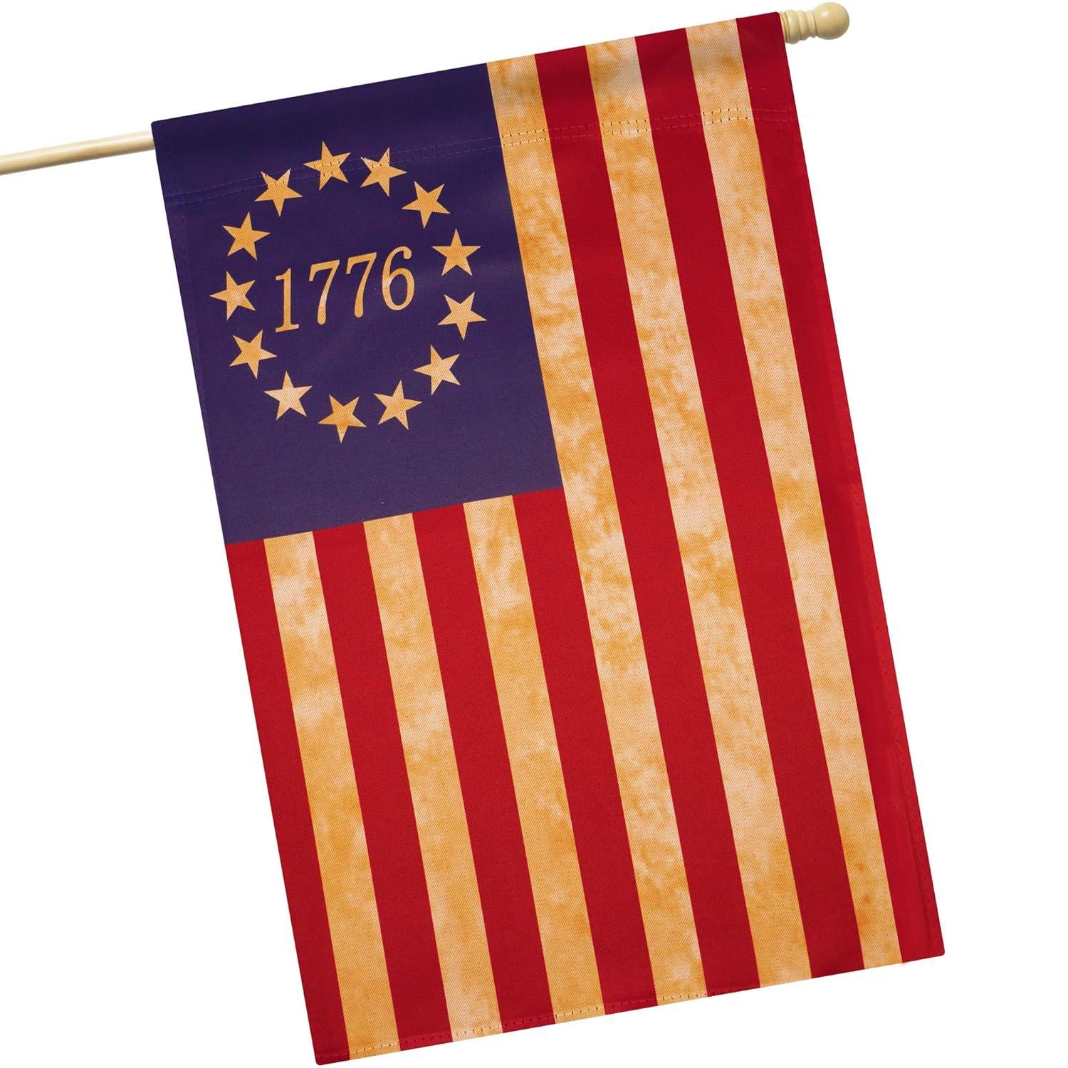 G128 Betsy Ross 1776 Tea Stained House Flag Printed 28x40IN Double Sided Blockout Fabric
