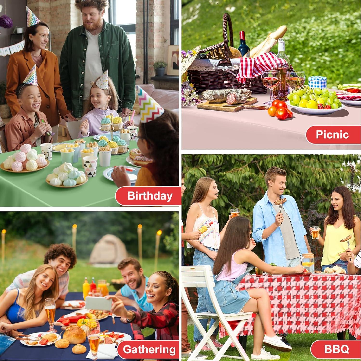 ARCOCO-3 Pack Red and White Checkered Tablecloth, 54 X 108Inch Plastic Red Gingham Table Cloth Disposable Spring Picnic Tablecloths Waterproof Red Checkered Table Cover for BBQ Picnic Barbecue Birthd