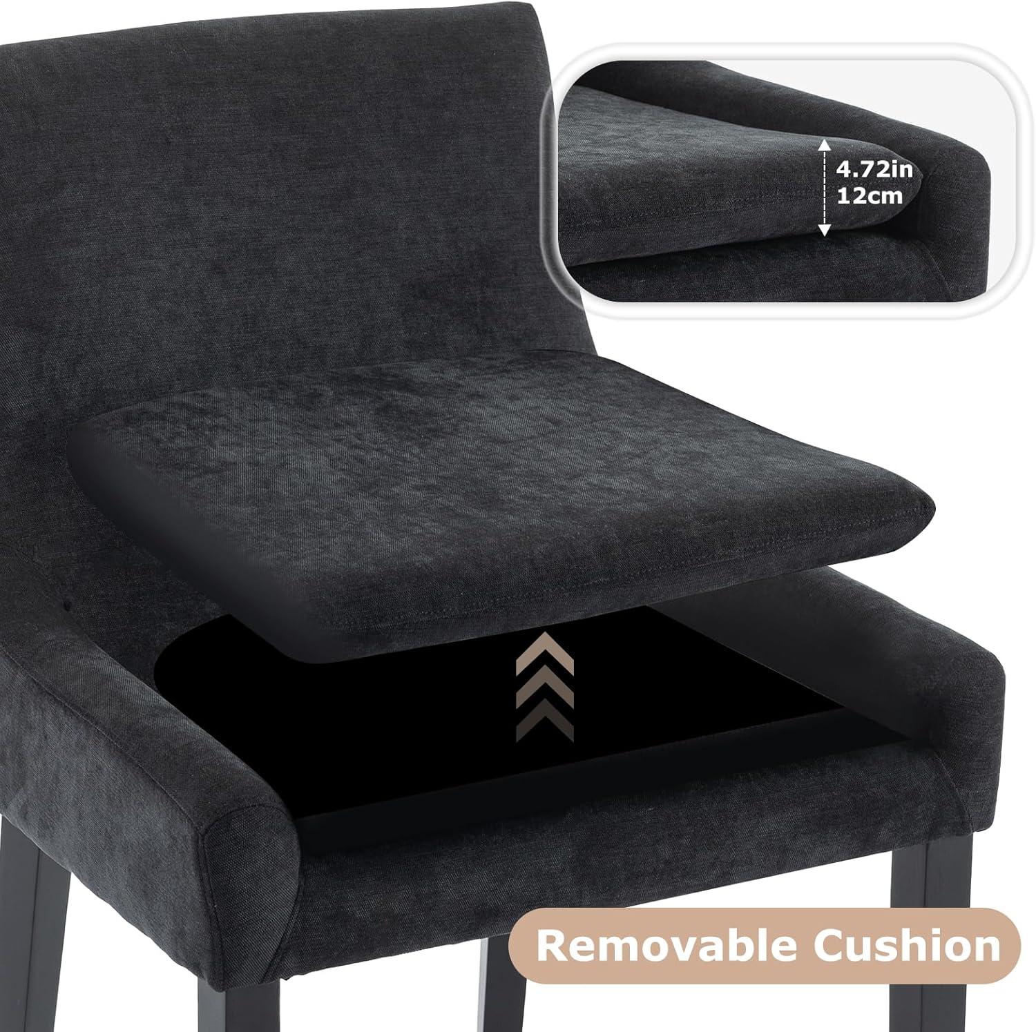 COLAMY Mid-Back Dining Chairs Set of 2 ,Upholstered Corduroy Accent Side Leisure Chairs - Black