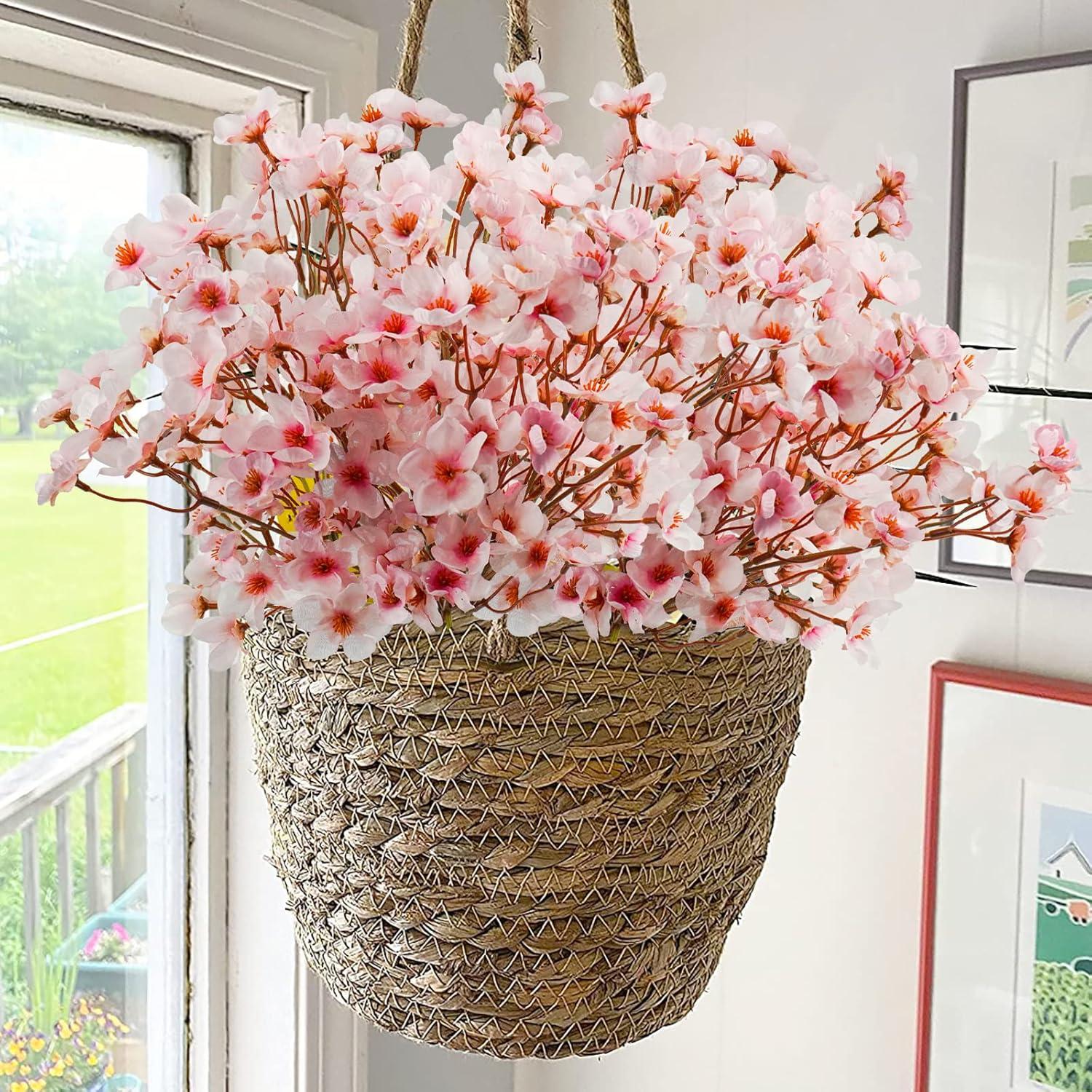 4Pcs Artificial Cherry Blossom Flower, Arrangement For DIY Garden Home Wedding Party Decor, Pink