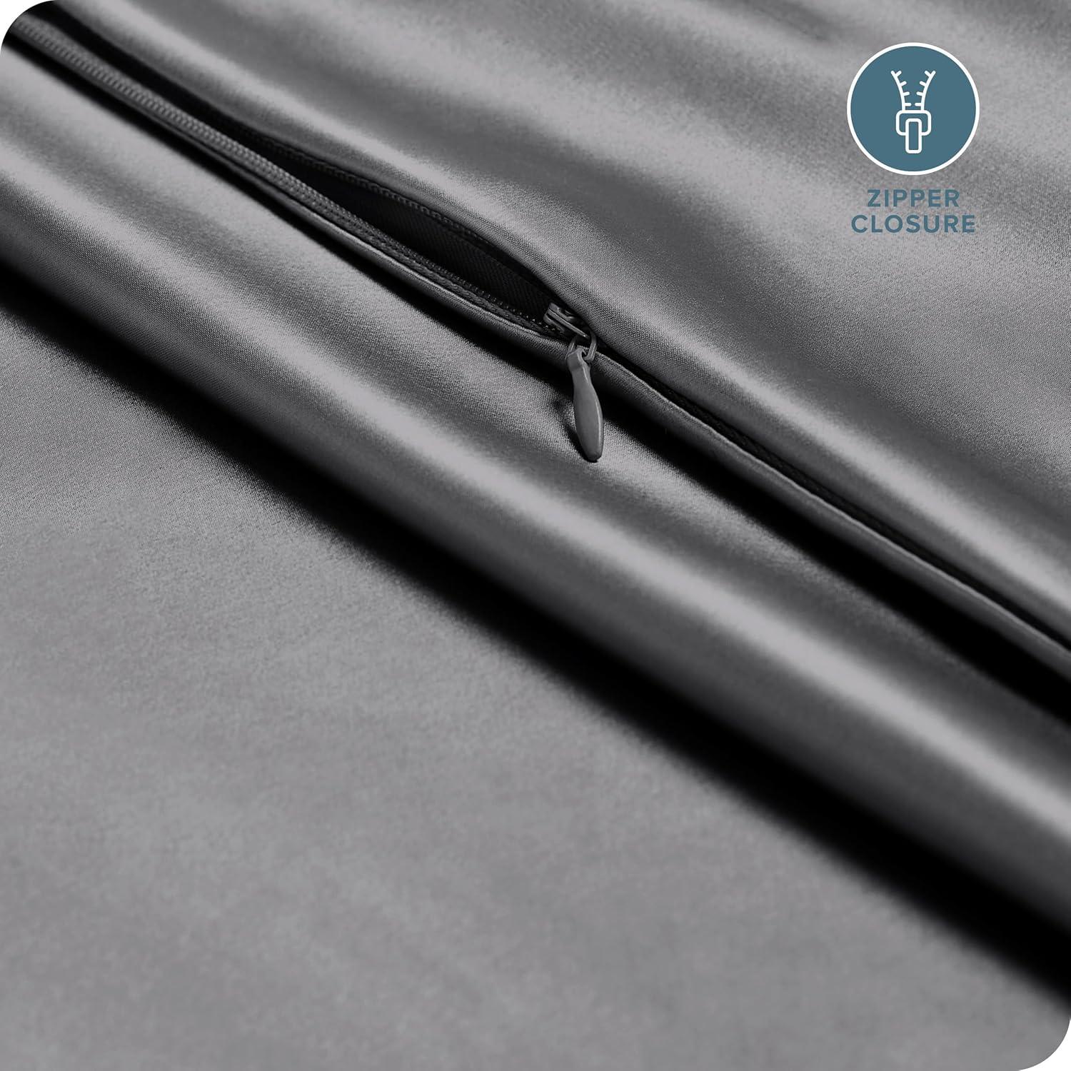 1 Pc Body - Zipper Grey Satin Pillowcase by Bare Home
