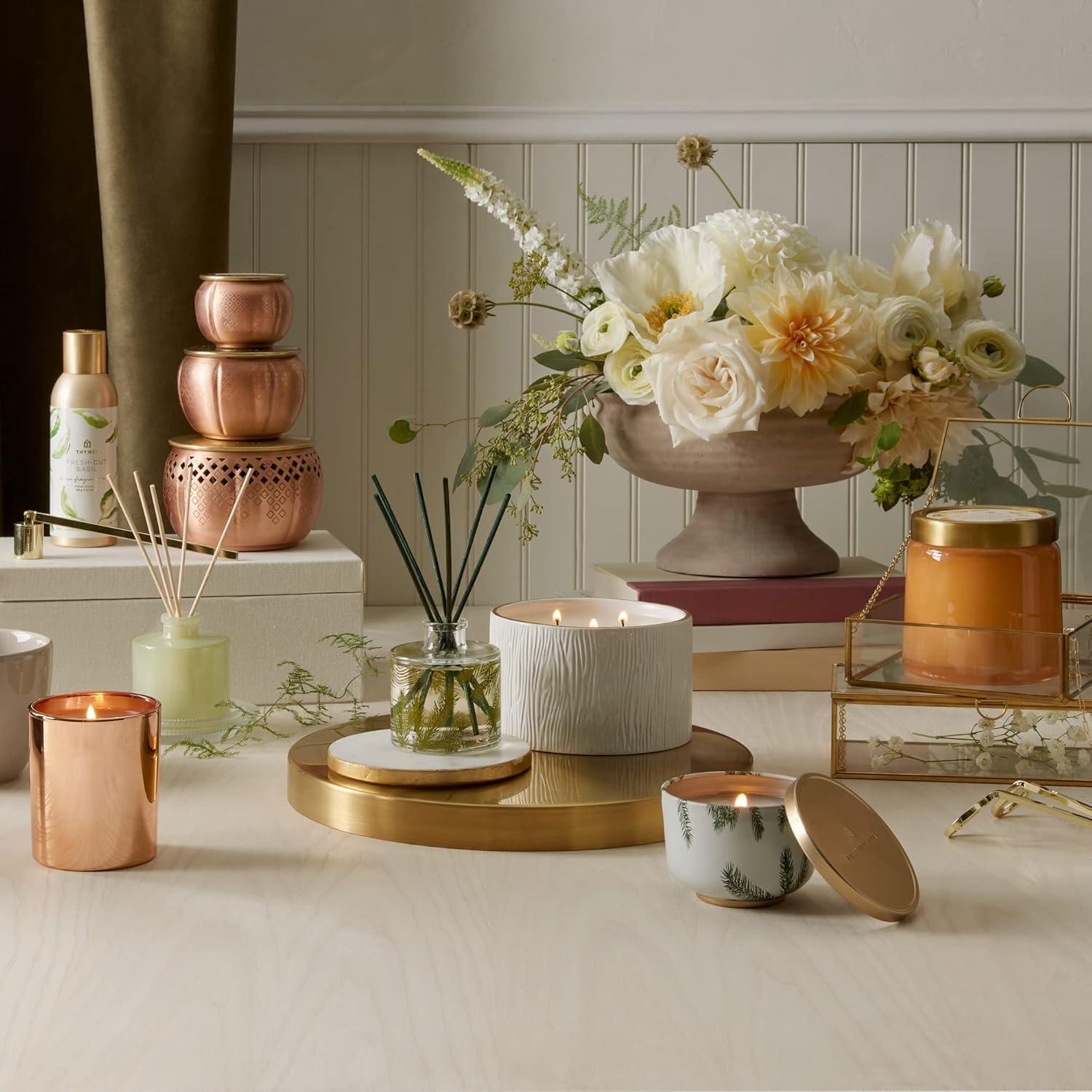 THYMES - Frasier Fir Poured Candle Tin, Gold Lid