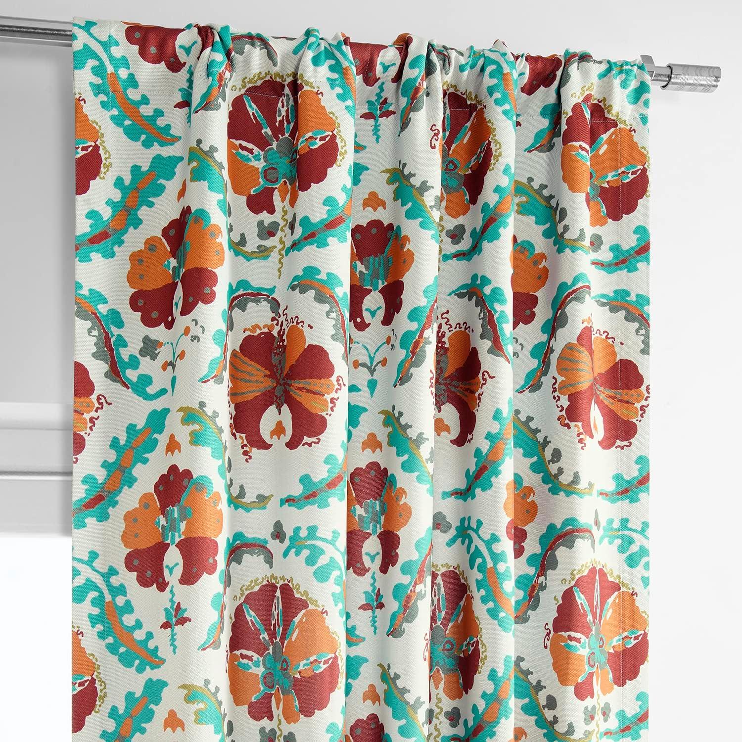 Tribeca Hibiscus Floral Blackout Linen-Blend Curtain Panel, 50 x 84