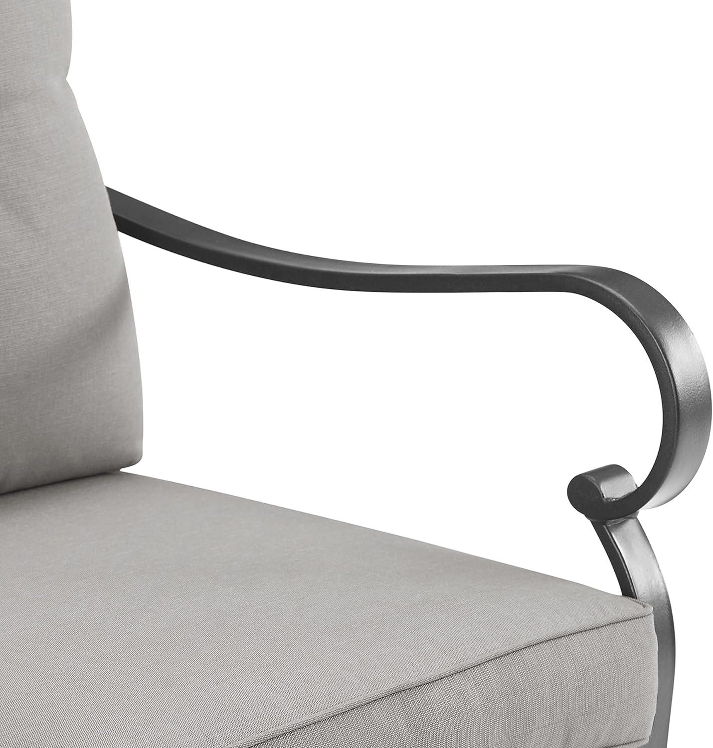 2pk Dahlia Outdoor Steel Arm Chairs Taupe/Matte Black - Crosley: Padded, Weather-Resistant Patio Seating