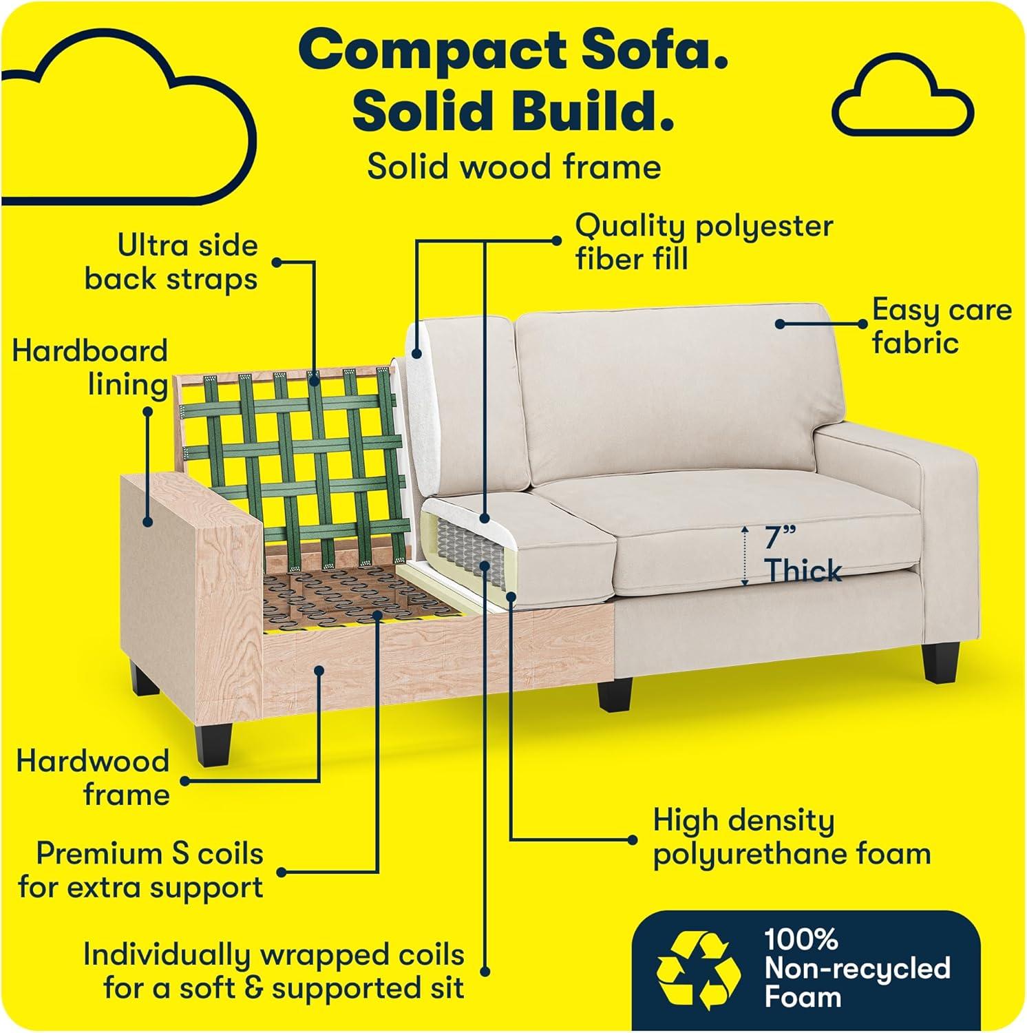 Serta Palisades 78" Track Arm Sofa, Easy Care Fabric, Soft Pillow Back, Pocket Coil Seat Cushions