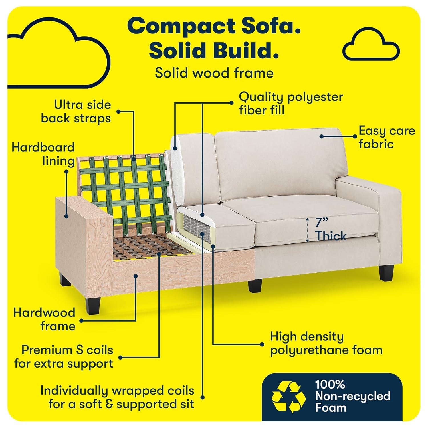 Serta Palisades 78" Track Arm Sofa, Easy Care Fabric, Soft Pillow Back, Pocket Coil Seat Cushions