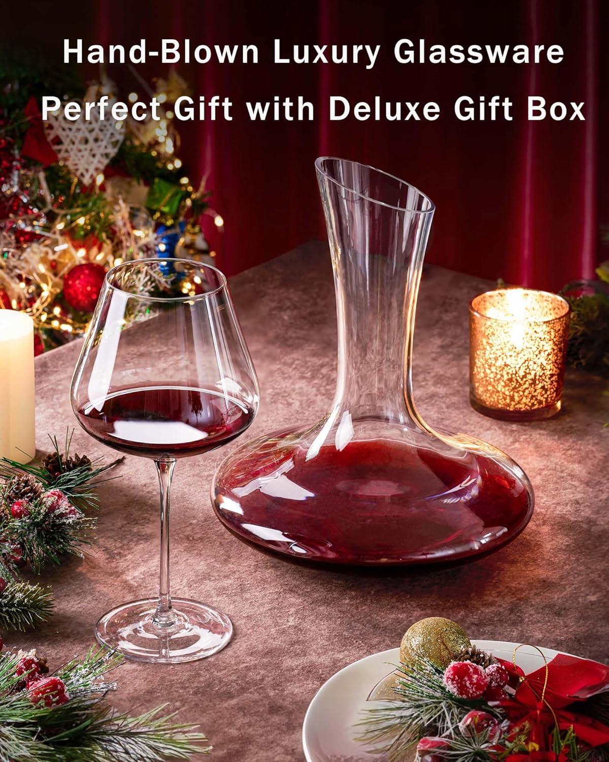 JBHO Hand Blown Italian Style Crystal Bordeaux Wine Glasses - Great Gift Packaging - Red Wine Glasses Lead-Free Premium Crystal Clear Glass - Set of 2-18 Ounce