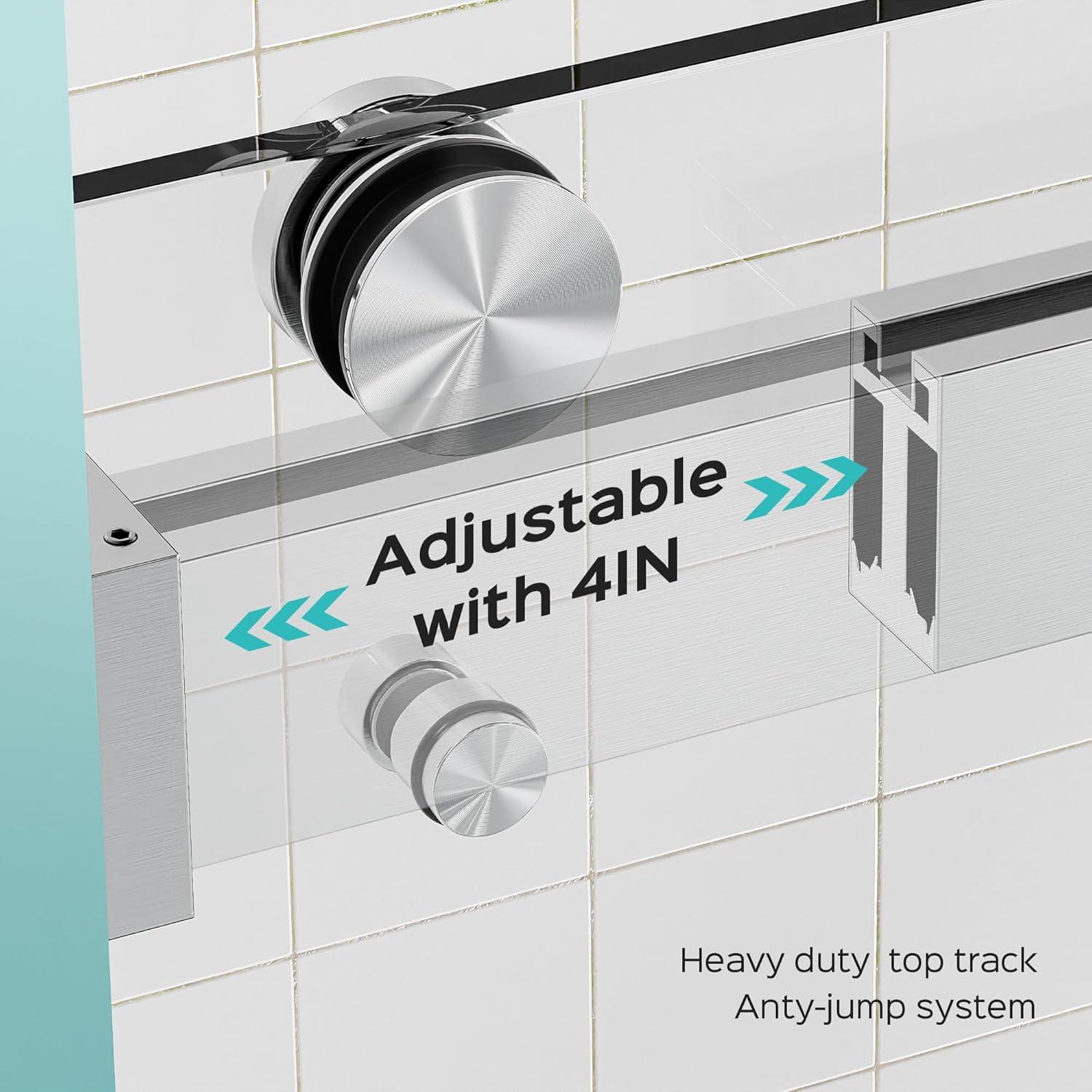 LILI 56-60"W x 76"H Dual Sliding Shower Door, Modern Style AADSH5676LL