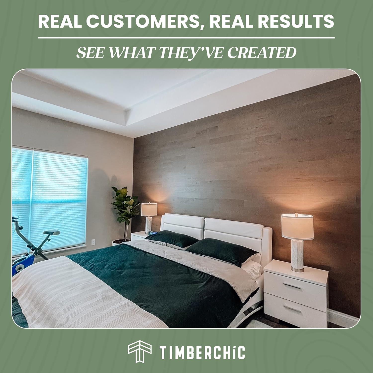 TIMBERCHiC 100% Wood Wall Planks - Made in USA - Peel-and-Stick Wall Panels for Interior Decor - Premium Smooth Finish - DIY Adhesive Wall Panels, Slate (4" x 20 Sq Ft)