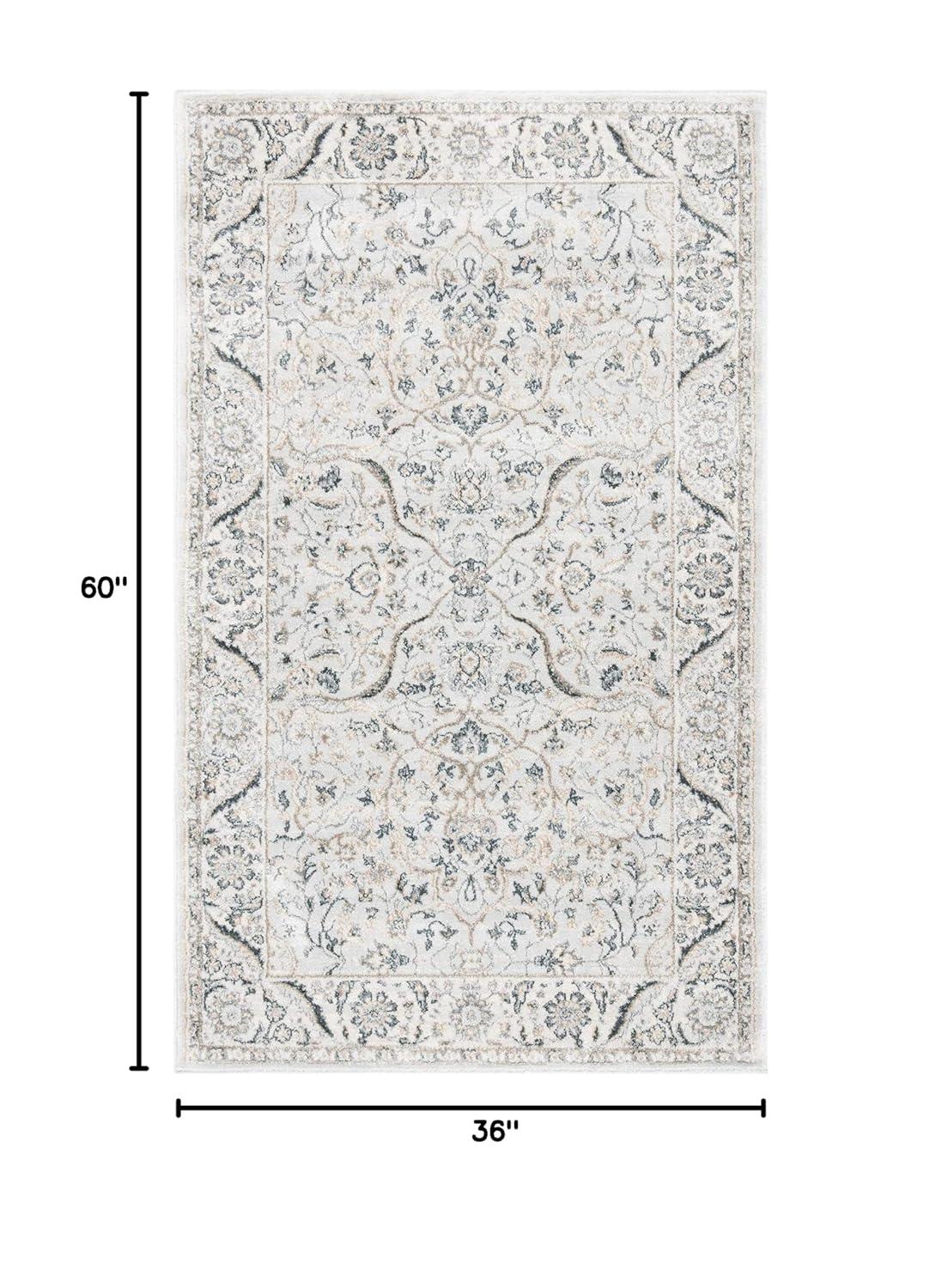 Isabella ISA912 Power Loomed Accent Rug - Light Grey/Cream - 3'x5' - Safavieh.