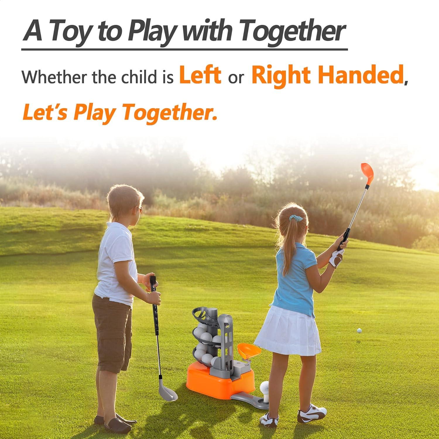 iPlay, iLearn Kids Golf Toys Set, Left & Right Golf Head, Indoor & Outdoor Golf Ball Game, Sports Gaming Clubs, Learning Active Exercise Gifts for 3-8 Year Olds, Toddler Boy Girl Child, Orange