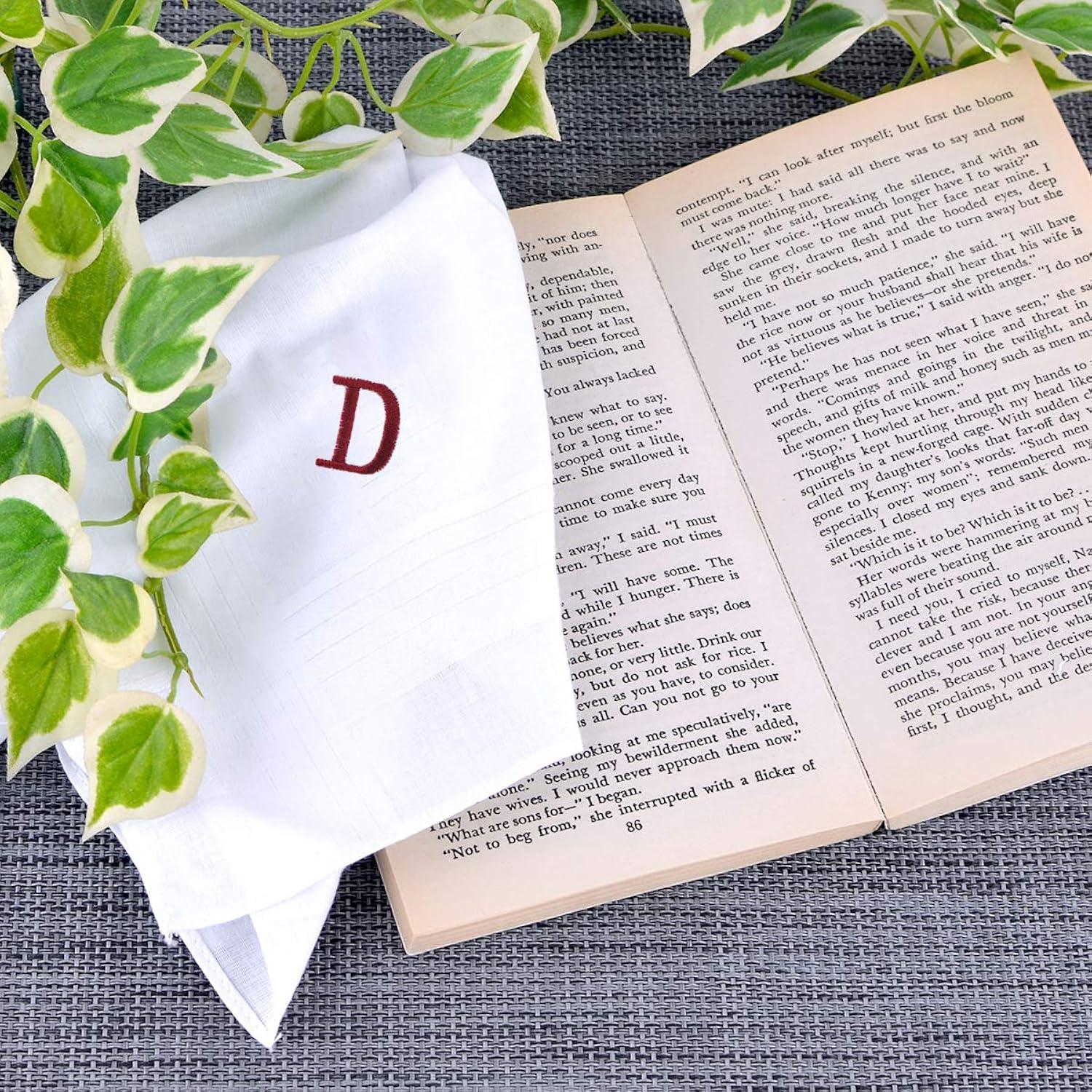 White Cotton Monogrammed Handkerchief Set for Men