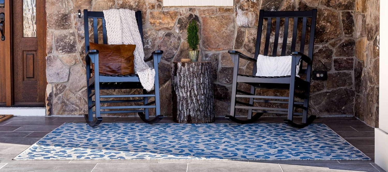 Safari Blue 9' x 12' Rectangular Outdoor Easy-Care Rug