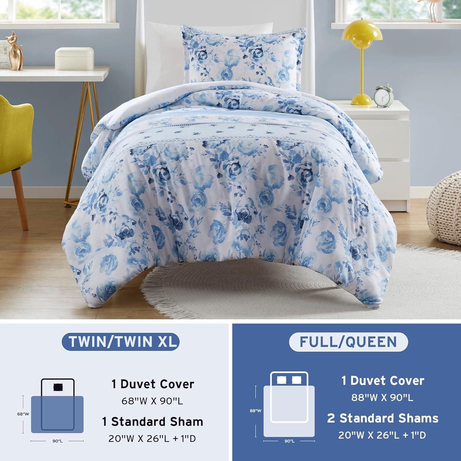 Christa Floral Striped Duvet Cover Set