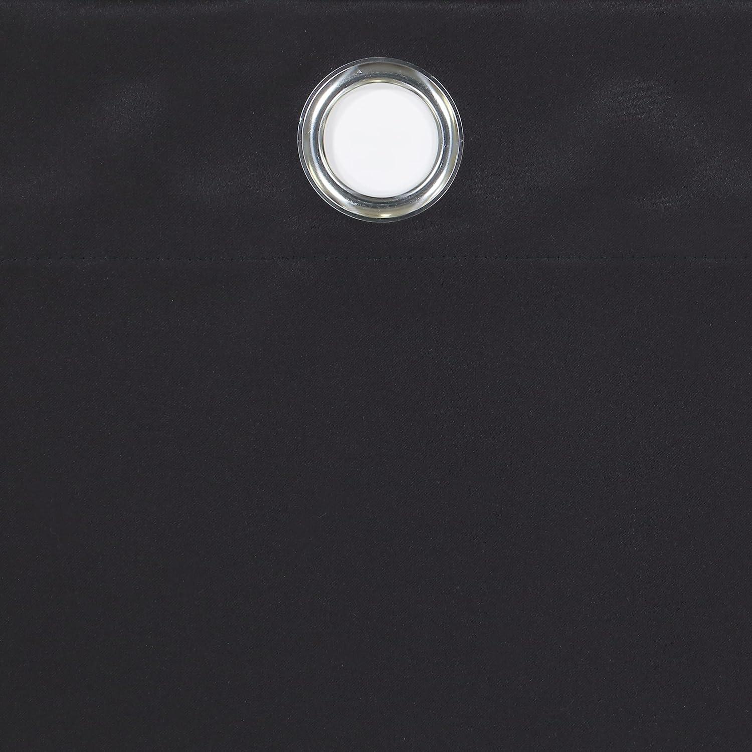 ECLIPSE Andover Solid Tripleweave Thermal Blackout Grommet Curtains for Bedroom (2 Panels), 42 in x 63 in, Black