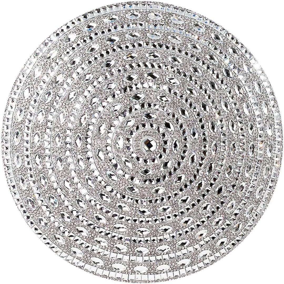 Sparkles Home Gatsby Round Pillow, Glass Rhinestones with Matching Velvet Silver