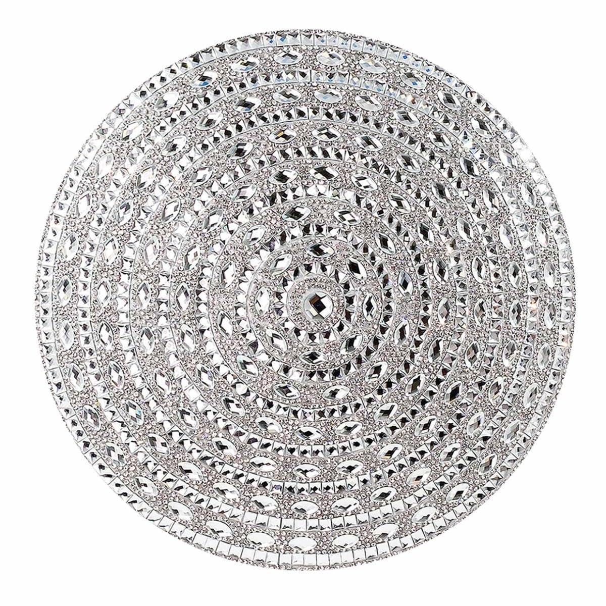 Sparkles Home Gatsby Round Pillow, Glass Rhinestones with Matching Velvet Silver