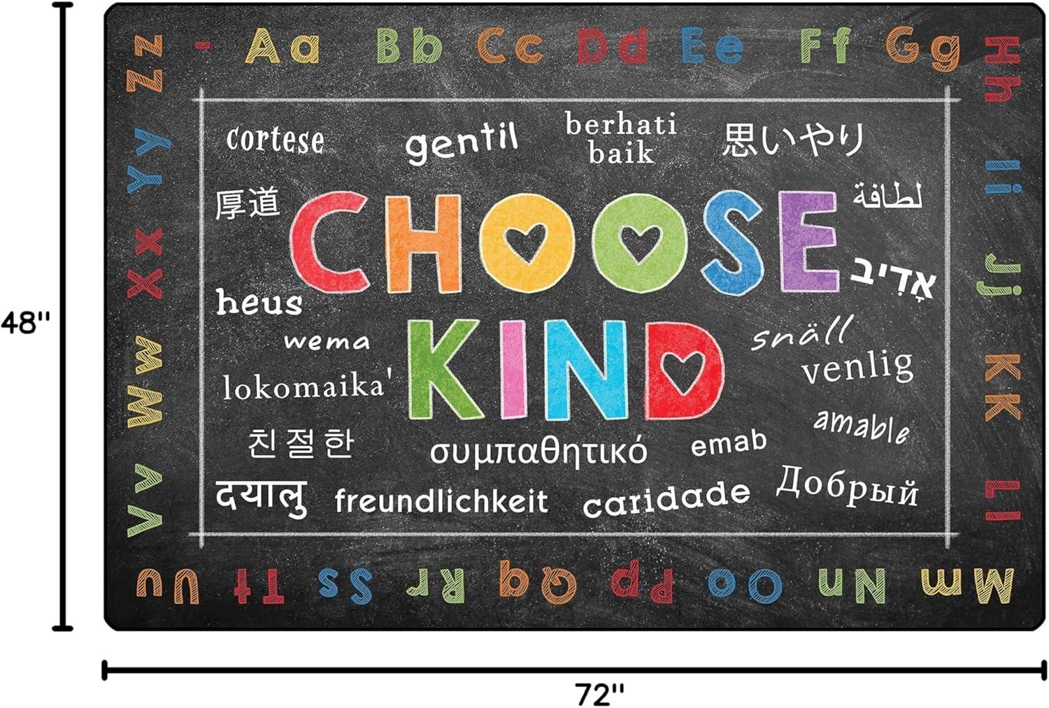 Carpets for Kids Chalkboard Choose Kind Black/Blue Tufted Area Rug