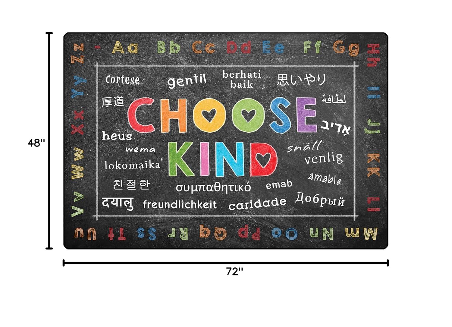 Chalkboard Choose Kind Black/Blue Tufted Area Rug