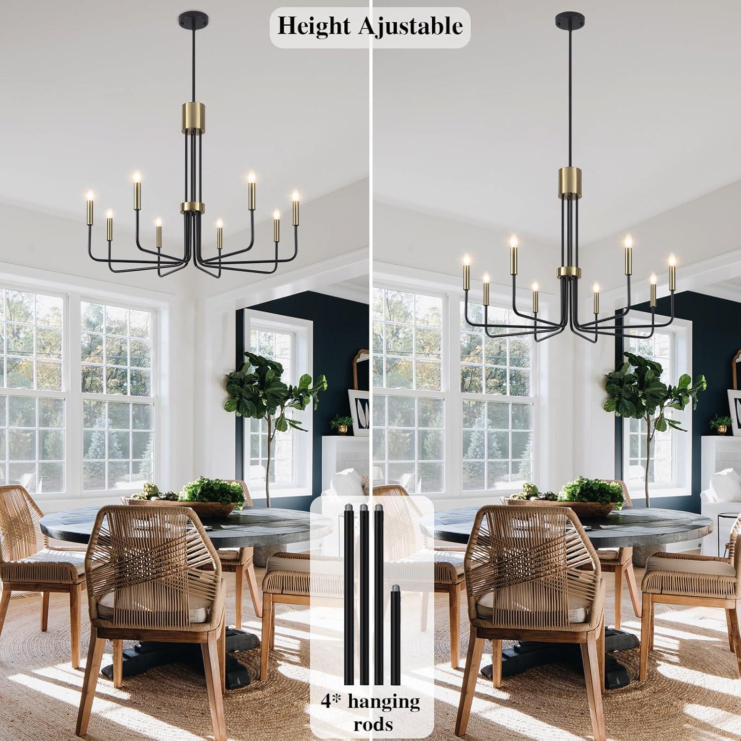 Black and Gold 8-Light Candle Style Chandelier