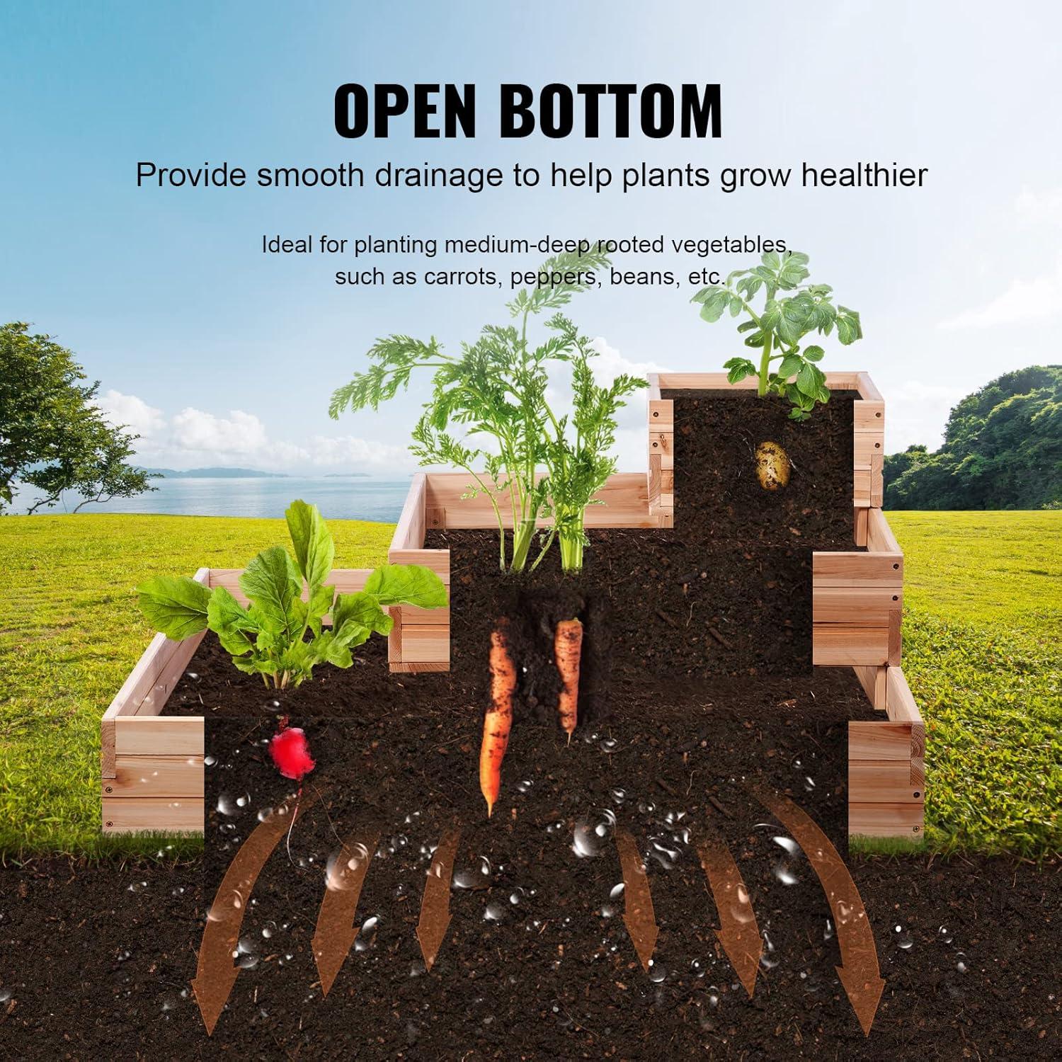 Burlywood Wooden Raised Garden Bed Planter 44.5"x44.5"x20.1"