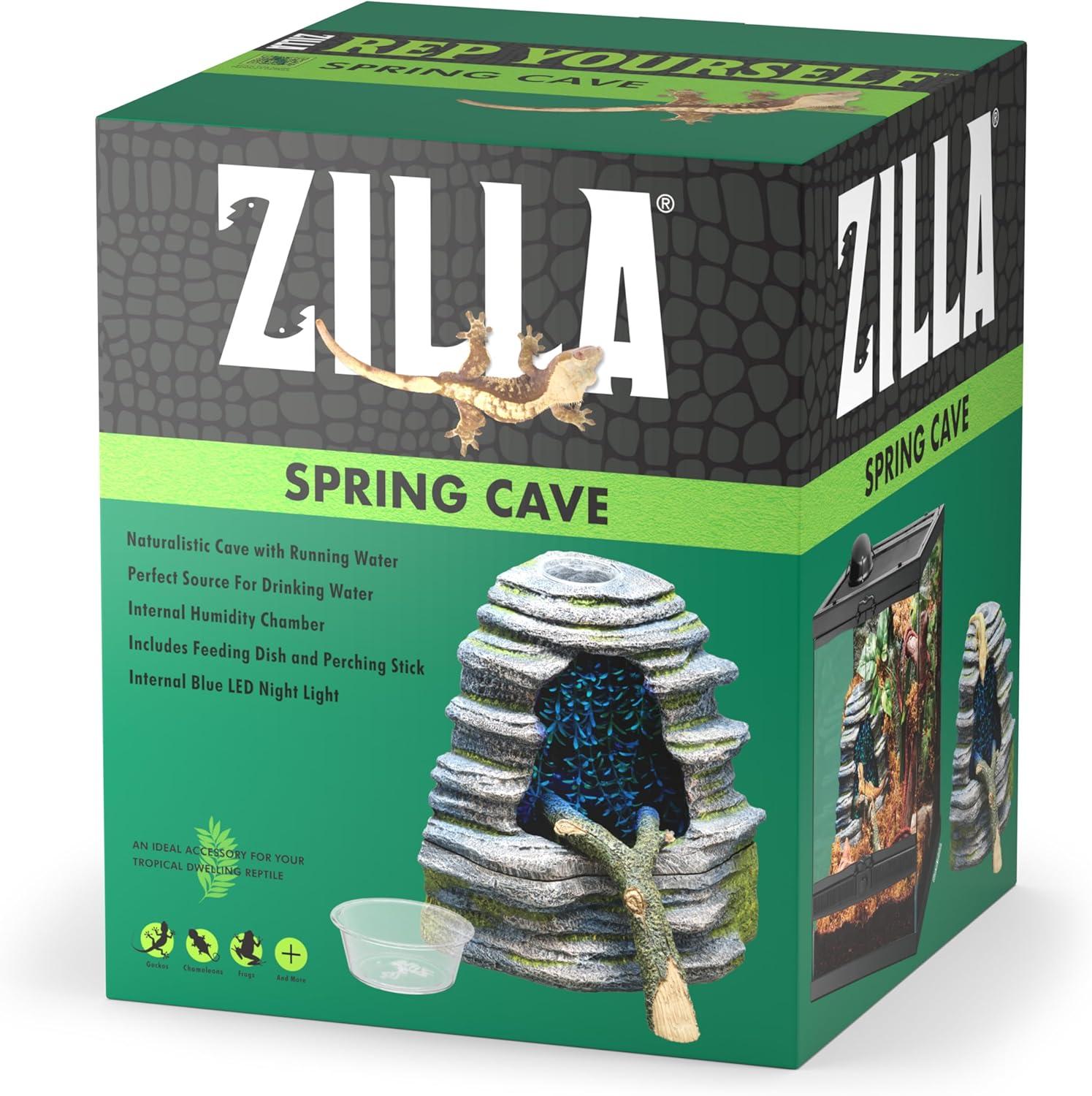 Zilla Spring Cave Décor with Blue LED and Rain Chamber